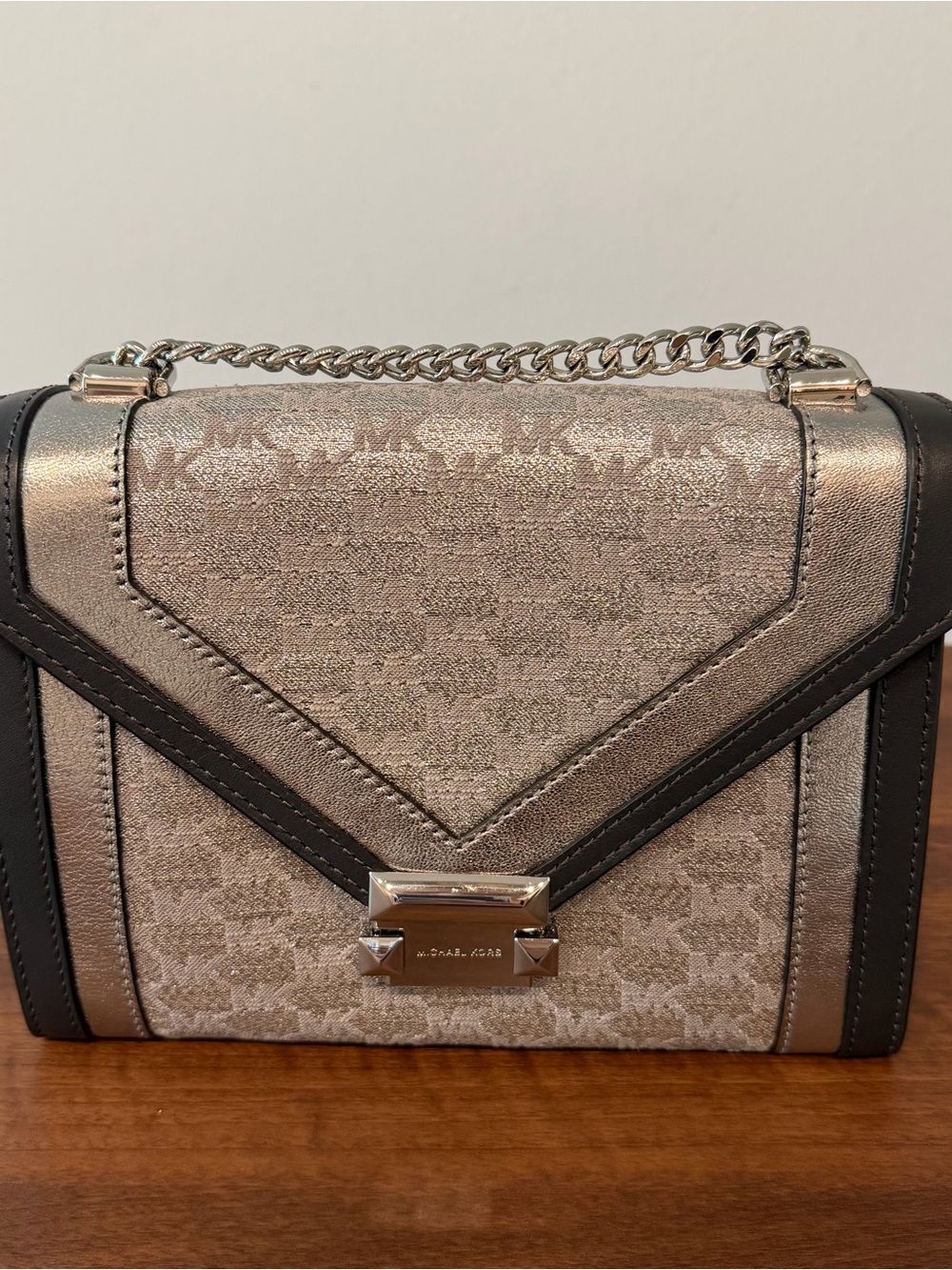 Michael Kors Silver and Black Chain Shoulder Bag